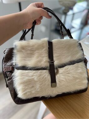 Coach Limited Edition Pinnacle Leather Fur Eva Top Handle Bag Y2K RARE